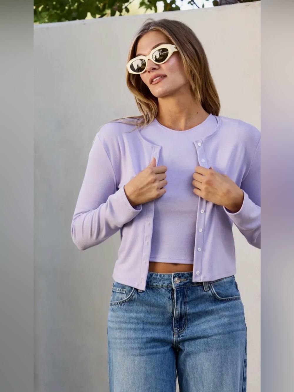 Sunday Ritual Elise Lavender Cropped Cardigan P2P 20” Size S | 412